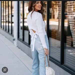 Vici Livvy cropped rib knit tie back top
